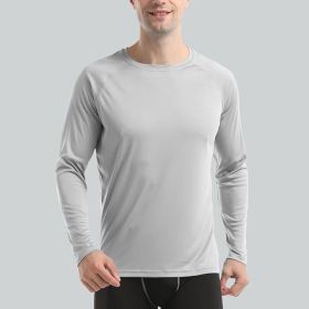 Men's Long Sleeve Shirts Lightweight UPF 50+ Sun Protection SPF Outdoor T-Shirts Fishing Hiking Running Tee Tops (Color: Bshirt-light Grey, size: )