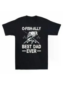 Men's Vintage Fishing Dad T-Shirt - "Best Dad Ever" Black Cotton Tee with Funny Fishing Graphic (Color: Black, size: XXXL)