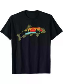 Men's Cotton Fishing Graphic Tee - Breathable, Short Sleeve, Crew Neck T-Shirt for Anglers & Outdoor Enthusiasts (Color: Black, size: M)