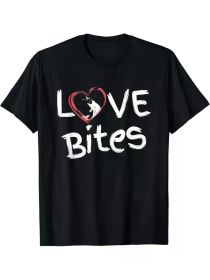 Love Bites Funny Fishing Graphic T-Shirt for Men - 100% Cotton, 180G, Short-Sleeve, Round Neck (Color: Black, size: XXL)