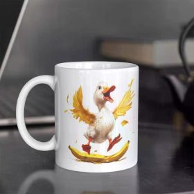 1pc 11oz "Practice Social Distancing" Ceramic Coffee Mug with Fishing Skeleton Design, Hot or Cold Beverage Friendly, (Color: White)