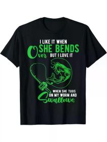 Halloween I love her funny fishing adult humor t-shirt bent over (Color: Black, size: M)